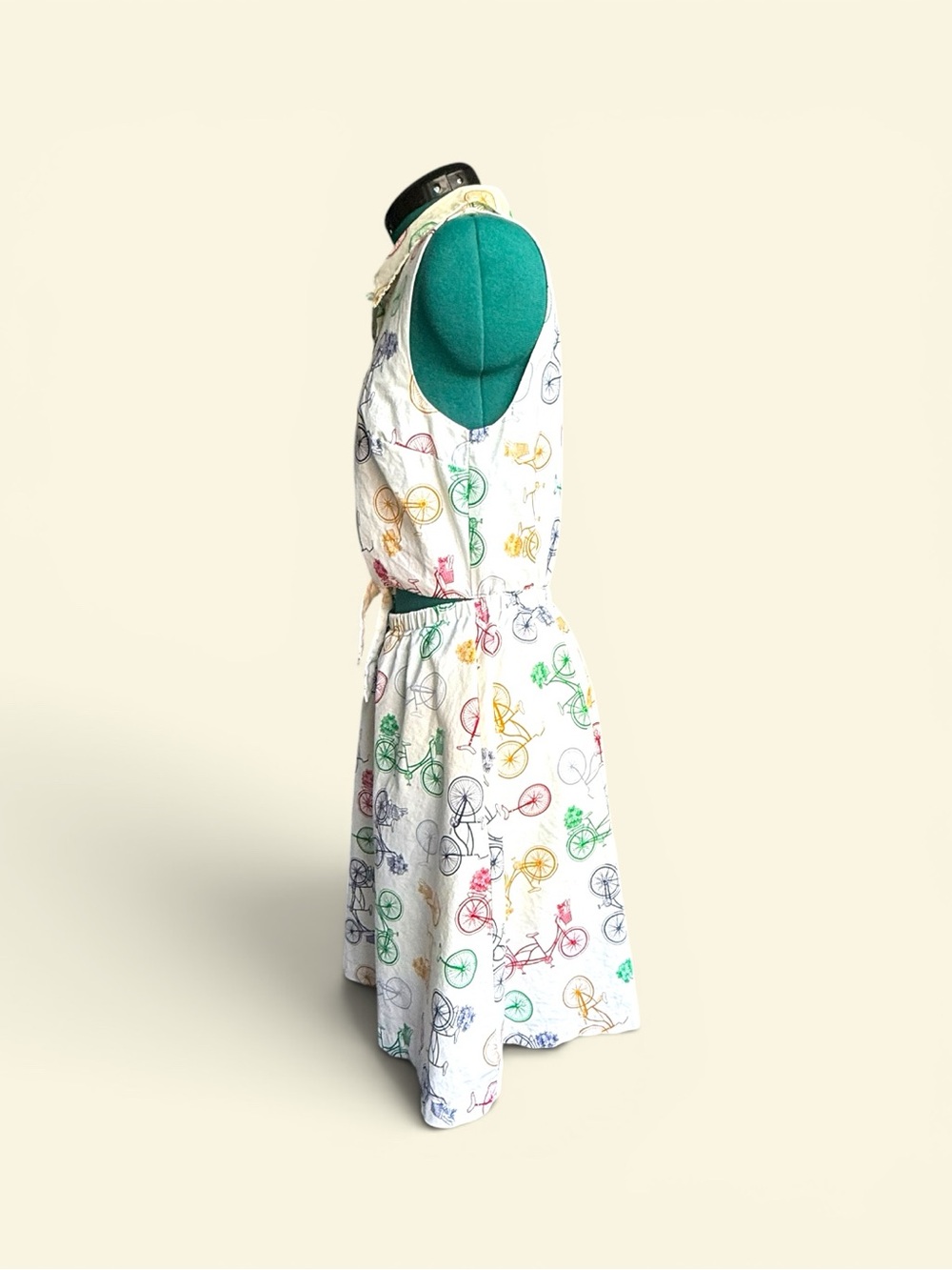 NWOT ModCloth White Midi Dress with Multicolor Bicycle Print - Picture 2 of 9